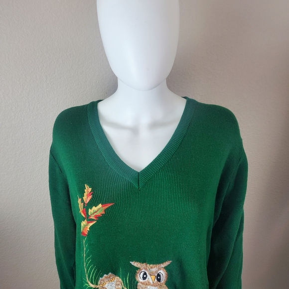 Vintage 1970's CynLes Shirlee Designs Womens Size M /L Owl Sweater Some are Wise - Picture 2 of 6